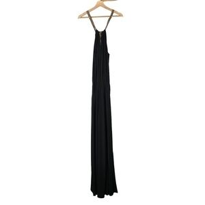 Julian Chang Black High Neck Halter Wide Leg Jumpsuit S